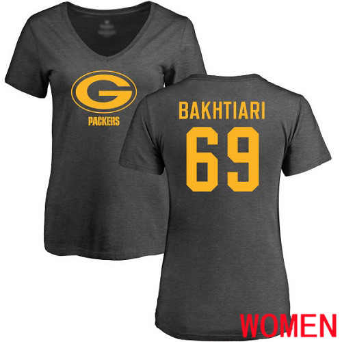 Green Bay Packers Ash Women #69 Bakhtiari David One Color Nike NFL T Shirt->women nfl jersey->Women Jersey